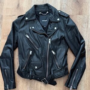 Diesel Women's Black Leather Biker Jacket